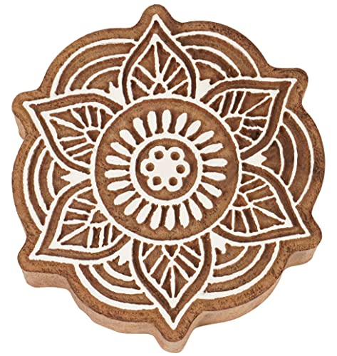 IBA Indianbeautifulart Textildruckblock Mandala Hand Geschnitzter Holzstempel Holzblock-Druck Textilstempel Fur Stoff- / Keramikblocke- 4.5 Zoll von IBA Indianbeautifulart