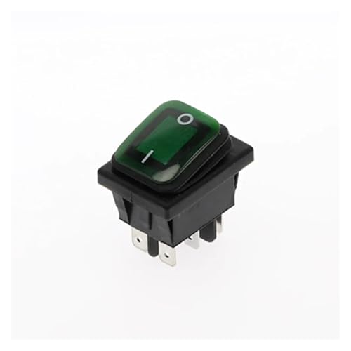 1 Stück KCD4 Schalter 20A/250V 6-polig DPST IP67 wasserdicht versiegelt T85 Auto Marine Kippschalter Wippschalter mit LED 220V 30x22(Green) von IBADFPLG
