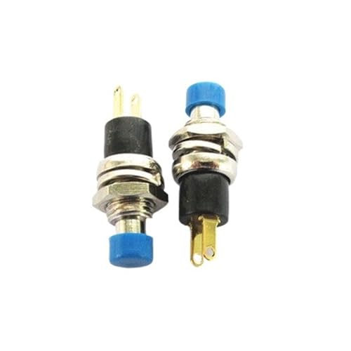 1 Stück PB05A PBS-110 selbstsichernder Schalter, Öffnung 7 mm, kleiner mit Schloss, 2 goldene Füße(Blue x1PC) von IBADFPLG
