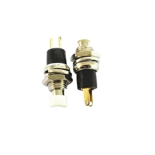 1 Stück PB05A PBS-110 selbstsichernder Schalter, Öffnung 7 mm, kleiner mit Schloss, 2 goldene Füße(White x1PC) von IBADFPLG