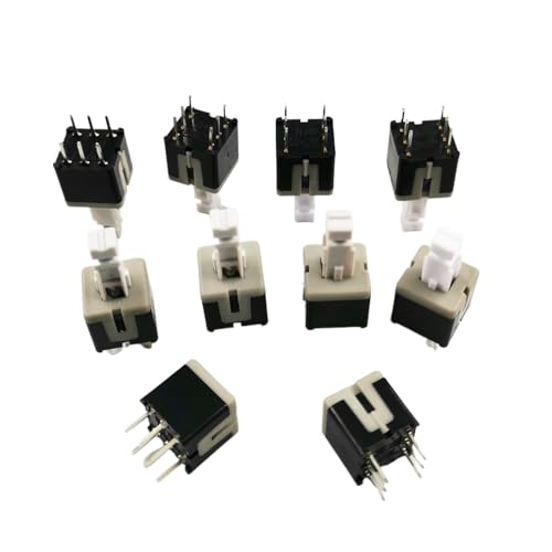 10 Stück 8,5 x 8,5 x 18 mm Knopfschalter mit Schloss, zweireihiger quadratischer Kopf 3,3 x 3,3 mm, Griffhöhe 10 mm, Gesamthöhe 18 mm von IBADFPLG