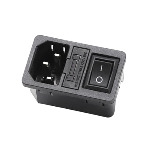 1PCS 10A 250VAC 3-pin iec320 C14 eingehende linie stecker steckdose mit licht rocker schalter 10A sicherung halter buchse stecker(Black) von IBADFPLG