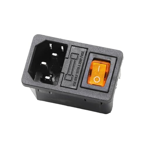 1PCS 10A 250VAC 3-pin iec320 C14 eingehende linie stecker steckdose mit licht rocker schalter 10A sicherung halter buchse stecker(Yellow) von IBADFPLG