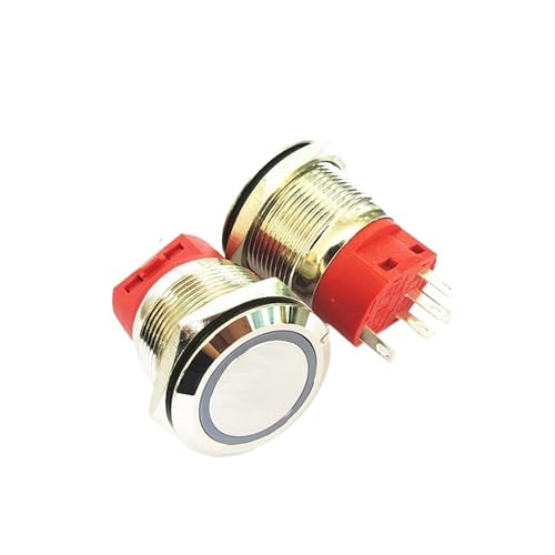 1PCS 22MM metall taste netzteil selbst-reset-schalter selbst-locking runde wasserdichte kleine schalter 9V-24V 5A(Lock Ring Blue 1PC) von IBADFPLG