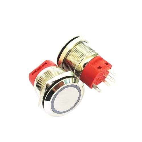1PCS 22MM metall taste netzteil selbst-reset-schalter selbst-locking runde wasserdichte kleine schalter 9V-24V 5A(Lock Ring Red 1PC) von IBADFPLG