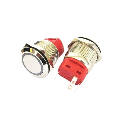 1PCS 22MM metall taste netzteil selbst-reset-schalter selbst-locking runde wasserdichte kleine schalter 9V-24V 5A(Reset Ring Red 1PC) von IBADFPLG