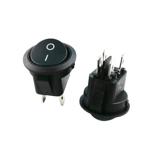 1PCS KCD1 20MM runder Wippschalter quadratische Basis 4-Pin AC 250V 6A 125V 10A schwarz rot ON/OFF 4-Pin-Netzschalter(Black x1Piece) von IBADFPLG