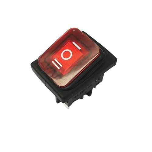1PCS wasserdichter Schalter KCD2 KCD4 3-Modus 6-polig rot mit Licht 6-poliger Wippschalter großer silberner Kontakt Kupferstift 15A 250V von IBADFPLG