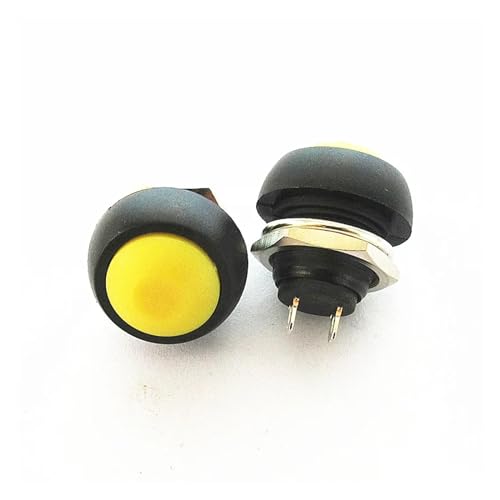 2PCS PBS-33B sieben-farben kleine taste wasserdicht schalter selbst-zurücksetzen rot lock-freies schalter 12MM öffnung(Yellow x2PCS) von IBADFPLG