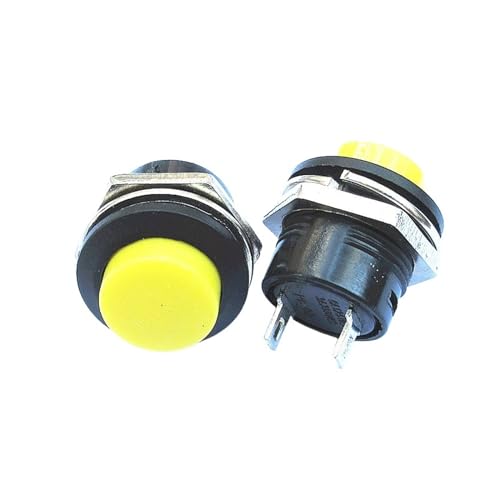 2PCS R13-507 Serie Druckschalter 16MM selbstrückstellender Druckschalter rund(Yellow x2PCS) von IBADFPLG