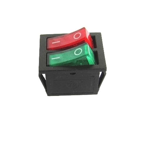 5PCS KCD6 doppel rocker schalter rot/grün/schwarz hintergrundbeleuchtung 2 pole 6 pin power-taste backform heizung teile(Red Green 2M6P) von IBADFPLG