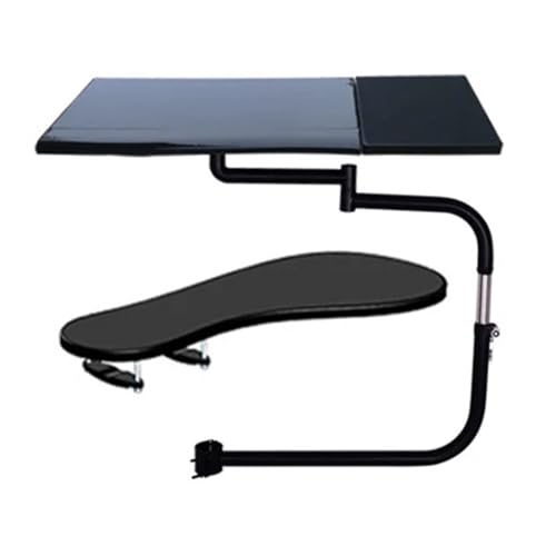 IBADFPLG BL-OK010S Vollbewegliche Stuhlklemme, Tastaturständer, Laptop-Schreibtisch + quadratisches Mauspad + Stuhlarmklemme, Ellenbogen-Handgelenkstütze-Mauspad(Black) von IBADFPLG