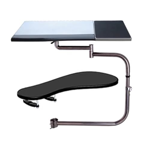 IBADFPLG BL-OK010S Vollbewegliche Stuhlklemme, Tastaturständer, Laptop-Schreibtisch + quadratisches Mauspad + Stuhlarmklemme, Ellenbogen-Handgelenkstütze-Mauspad(SJB920-150A) von IBADFPLG