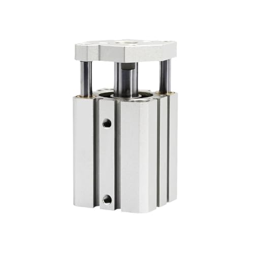 IBADFPLG Magnetloser dünner Zylinder mit doppelter Wirkung, Kompaktzylinder mit Führungsstange CQMB12(Stroke 20mm) von IBADFPLG