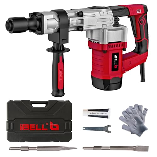 IBELL Abbruchhammer DH20-30, 6,5 kg, 1300 W, Kupferarmatur, Schlag 3700/min, Energie 16J, Bohrfutterkapazität 17 mm Sechskant, mit Anti-Vibrationskontrollgriff von IBELL