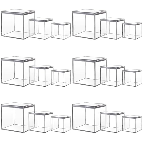 18 Stück Klarer Quadratischer Acryl-Plastikwürfel, kleiner quadratischer Acrylkasten-Würfel mit Deckeln, Acryl-Display-Boxen für Lagerung Süßigkeiten Pille Tiny Schmuck Spielzeug Geschenke, 3-Größen von IBEQUEM