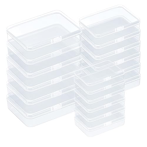 IBEQUEM 18 Stück Rechteckig Plastikboxen, Mini-Aufbewahrungsboxen aus klarem Plastik mit Deckel, haltbare Behälter zur Aufbewahrung von Schmuck, Pillen, Schrauben von IBEQUEM