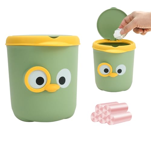 IBEQUEM Desktop Mini Mülleimer, Karikatur Kleine Mülleimer mit Deckel Abfalleimer mit 5 Rollen Mülleimer, Müllaufbewahrung für Küche, Schlafzimmer, Büro Schreibtisch und Autos (Grün) IBEQUEM Desktop Mini Mülleimer, Karikatur Kleine Mülleimer mit Deckel Abfalleimer mit 5 Rollen Mülleimer, Müllaufbewahrung für Küche, Schlafzimmer, Büro Schreibtisch und Autos (Grün) von IBEQUEM