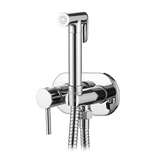 Ibergrif M22010 - Unterputz WC-Bidet Handbrause Set mit Dusche und Halter, Schlauch, Warmes und Kaltes Wasser, Chrom, Silber von Ibergrif