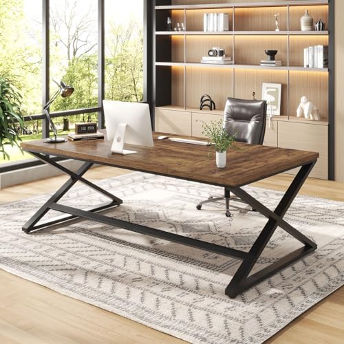IBF Land Braun Computertisch, Extra Langer Bürotisch aus Holz für Zuhause, industrieller Metall, großer Arbeitstisch, Arbeitszimmer, Schreibtisch, Doppel-Monitor-PC-Arbeitsplatz, Computertisch IBF Land Braun Computertisch, Extra Langer Bürotisch aus Holz für Zuhause, industrieller Metall, großer Arbeitstisch, Arbeitszimmer, Schreibtisch, Doppel-Monitor-PC-Arbeitsplatz, Computertisch von IBF