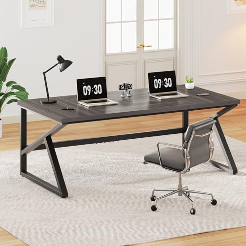 IBF Lange Schreibtische für Heimbüro, großer Metall-Holz-Computertisch für 2 Monitore, 178 cm, 2-Personen-Schreibtisch für Chefarbeit, Schreiben, Studium, Gaming Eiche Dunkel IBF Lange Schreibtische für Heimbüro, großer Metall-Holz-Computertisch für 2 Monitore, 178 cm, 2-Personen-Schreibtisch für Chefarbeit, Schreiben, Studium, Gaming Eiche Dunkel von IBF