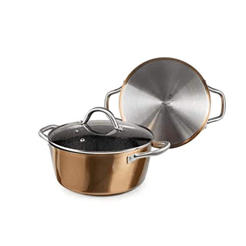 IBILI - Kasserolle Natura, Kupfer, mit Glasdeckel, 20 cm, Anti-Haft-Beschichtung im Steinstil, geeignet für Induktion IBILI - Kasserolle Natura, Kupfer, mit Glasdeckel, 20 cm, Anti-Haft-Beschichtung im Steinstil, geeignet für Induktion von IBILI
