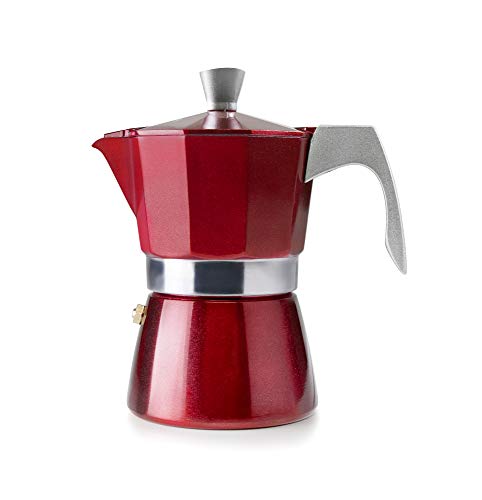IBILI - Express-Kaffeekocher Evva Red, 3 Tassen, 150 ml, Aluminiumdruckguss, für Induktionsherde geeignet von IBILI