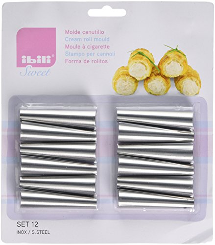 IBILI Set 12 MOLDES CANUTILLOS Mini, Stainless Steel, Silber, 18 x 21 x 2 cm von IBILI