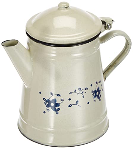 IBILI 918710 Sena konisch emaillierter Stahl Kaffee Topf, weiß / blau, 1 Liter von IBILI