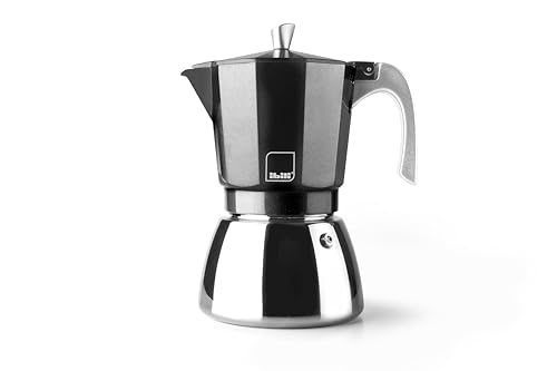 IBILI Elba Black Espressomaschine, 6 Tassen, 300 ml, Aluminiumguss, Edelstahlboden, induktionsgeeignet von IBILI