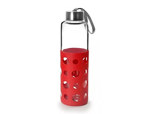 IBILI - Flasche aus Glas Lake, 550 ml, Rot, Borosilikatglas, wiederverwendbar, Schutz gegen Schläge von IBILI