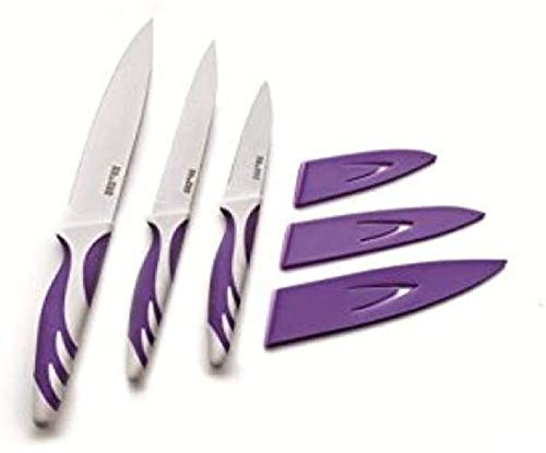 Ibili Küchenmesser Easycook mit Klingenschutzhülle 15 cm in lila/weiß, Edelstahl, 25 x 5 x 2 cm, 2-Einheiten von IBILI