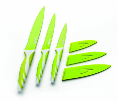 IBILI CUCHILLO DE COCINA Verde 8,5+12,5+15, Stainless Steel, weiß/grün, 25 x 15 x 9 cm, 6-Einheiten von IBILI