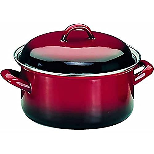 IBILI OLLA RECTA Con TAPA VOLCAN 20 CMS, Stainless Steel, rot/schwarz, 20 cm, 2-Einheiten von IBILI