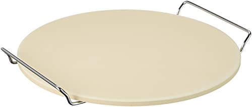 IBILI Piedra para Pizza Con SOPORTE 33 cm, Stainless Steel, Silber/beige, 33 x 33 x 4 cm, 2-Einheiten von IBILI