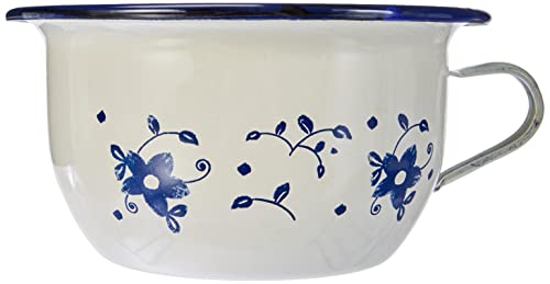 Ibili Nachttopf Sena 22 cm aus emailliertem Stahl, weiß/blau, 22 x 22 x 10 cm Ibili Nachttopf Sena 22 cm aus emailliertem Stahl, weiß/blau, 22 x 22 x 10 cm von IBILI