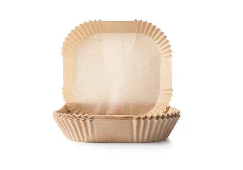IBILI - Quadratisches Papierfach für Heißluftfritteuse, 20 cm, Packung mit 50 Stück, wasserdicht und saugfähig, hergestellt aus Zellstoff in Lebensmittelqualität von IBILI
