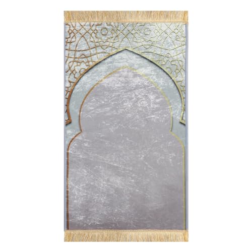 IBLUELOVER Muslimischer Gebetsteppich Frauen Männer Kinder Islamisches Gebetsteppich Janamaz Sajadah Weicher Salah Teppich Bayram Ramadan Janamaz Teppich Matte Gebetsmatte von IBLUELOVER