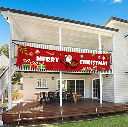 IBLUELOVER Weihnachten Banner Horizontal Weihnachtsbanner Frohe Flagge Hängend Doppelseitig Weihnachtsdeko Fahne Wetterfest Gartenflagge Schneemann Muster Hoffahne Balkon Outdoor Indoor Deko von IBLUELOVER