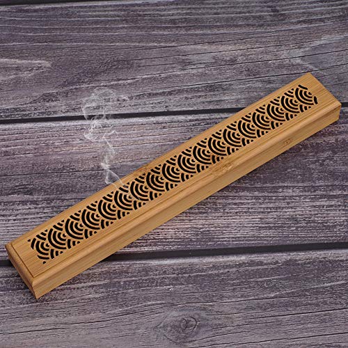 IBLUELOVER Weihrauchhalter Weihrauchbox Bambus Hohle Räucherstäbchenbox Weihrauchbrenner Retro Geschnitzt Aromatherapie Ornament Räucherkiste Adlerholz Sandelholz Räucherbox Teehaus Yoga Club Brenner von IBLUELOVER