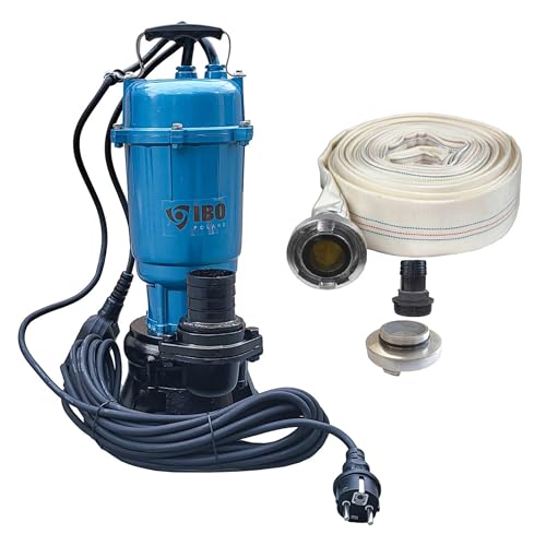 Fäkalienpumpe Schlauch 20 30M Storz C Kupllung Schmutzwasserpumpe 550 W 18000 L/Std Tauchpumpe Cutter Schneidmesser (Pumpe mit 20 M Schlauch) von IBO
