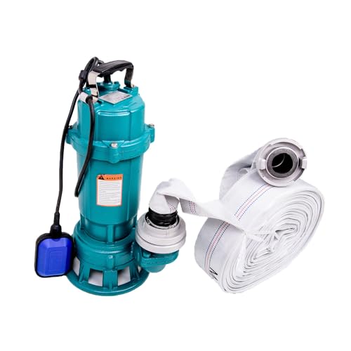 Schmutzwasserpumpe 15000 L/Std Fäkalienpumpe 550 W 20M oder 30M Schlauch Storz C Kupplung Tauchpumpe Cutter Schwimmerschalter (30 M Schlauch) von IBO