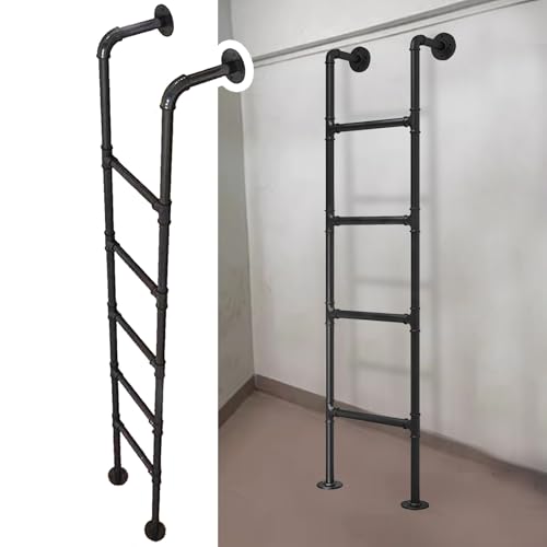 Fensterschachtleiter, Keller 5–10 Sprosse, 45–70 in H Rohr Brunnen Eingang, 300LBS Wandmontage Metall Home Schwarz Fensterschachtleiter, Keller 5–10 Sprosse, 45–70 in H Rohr Brunnen Eingang, 300LBS Wandmontage Metall Home Schwarz von IBOWZ