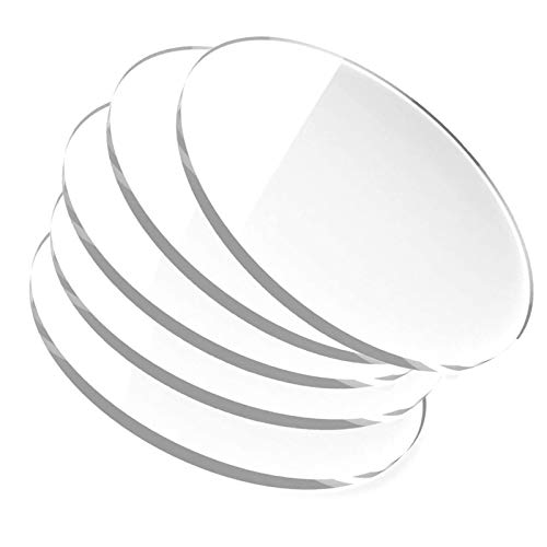 IBOWZ Acrylglas Platten klare Kunststoff Acrylplatte Stück transparente Acryl-Kunststoffplatten, runde Kreisplatten, für Heimwerkerarbeiten (Dicke 3 mm, Durchmesser 70/80/90 mm), Durchmesser 90 mm von IBOWZ