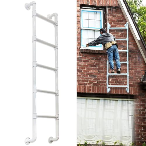 IBOWZ Fensterschachtleiter, Fensterschachtleiter, 1,5–2,4 m, Feuerleiter, robuste, wandmontierte Metallstufe für hohe Betten im Außenbereich von IBOWZ