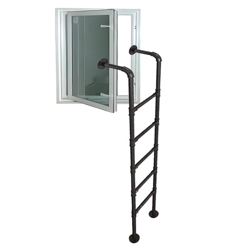IBOWZ Fensterschachtleiter, Kellerschachtausstieg - Notfallfeuer, Wandmontierte Metallstufe 39-65" Home High Dachbodenkoje von IBOWZ