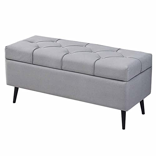 IBOWZ Sitzhocker mit Stauraum, Feuersichere, zusammenklappbare Aufbewahrungsbank, 39 W, rechteckig, mit Stauraum, Tech-Tuch, getuftete Fußstütze, Klappdeckel für B von IBOWZ
