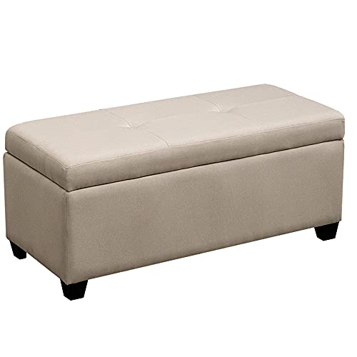 IBOWZ Sitzhocker mit Stauraum, Klappbare Aufbewahrungsbank, rechteckig, getuftete Oberseite, mit Scharnier, Spielzeugkiste für Wohnzimmer, Schlafzimmer, Eingang von IBOWZ