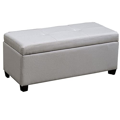 IBOWZ Sitzhocker mit Stauraum, Klappbare Aufbewahrungsbank, rechteckig, getuftete Oberseite, mit Scharnier, Spielzeugkiste für Wohnzimmer, Schlafzimmer, Eingang IBOWZ Sitzhocker mit Stauraum, Klappbare Aufbewahrungsbank, rechteckig, getuftete Oberseite, mit Scharnier, Spielzeugkiste für Wohnzimmer, Schlafzimmer, Eingang von IBOWZ