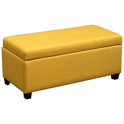 IBOWZ Sitzhocker mit Stauraum, Klappbare Aufbewahrungsbank, rechteckig, getuftete Oberseite, mit Scharnier, Spielzeugkiste für Wohnzimmer, Schlafzimmer, Eingang von IBOWZ